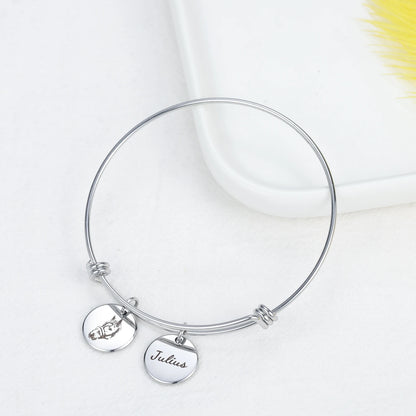 Personalized Pet Gifts Photo Plate Bracelet with Name Pendant Custom Charm Bangle